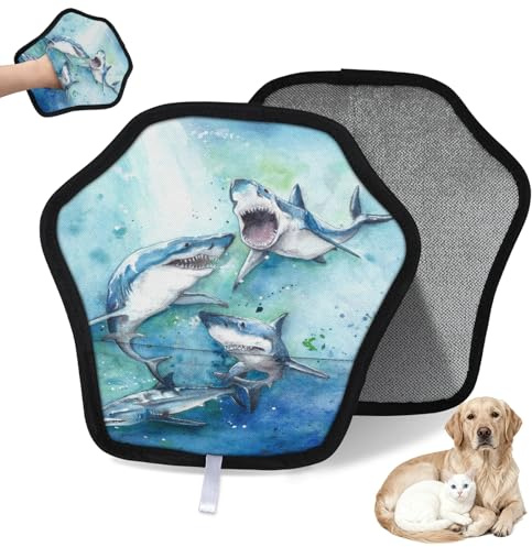WowPrint Wasserfarben-Tierhai-Handschuhe zur Entfernung von Tierhaaren für Katzen und Hunde, wiederverwendbar, elektrostatische Tierhaar-Handschuhe, Bürstenwerkzeug für Couch, Kleidung, Teppich, Möbel