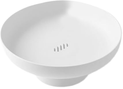 Syglawnd Portafrutta Moderna, Portafrutta Vassoio Rotondo con Fori di Scarico Cestino per Verdure Drenante Efficiente con Base Staccabile Piatto da Portata in Plastica per Insalata, Bianco, Piatto