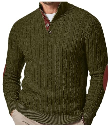 Genérico Sueter Cuello Alto Hombres - Suéter De Punto Ca Ble para Hombre Informal De Manga Larga con Cuello Alto Y Botones