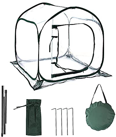Riuulity Habitación Cálida Aislada, Mini Invernadero con Cubierta de Plástico de 31,5x31,5x31,5 Pulgadas para el Cuidado de Plantas Durante Todo el Año