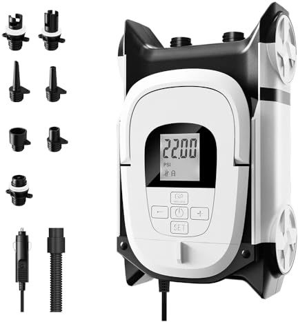 BAVIZZN Pompe SUP per paddleboard 22 PSI– Pompa per paddleboard 12 V a doppio stadio con spegnimento automatico, adatta per paddleboard gonfiabili, imbarcazioni portatili e sport acquatici
