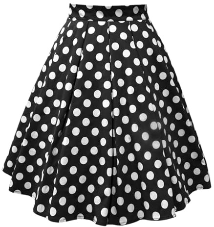 Falda Estilo Vintage para Mujer Elegante Cintura Alta Años 50 Largos Faldas Casual Retro Lunares Rayas Rojas y Blancas Falda Clásico Talla Grande a Rayas Largos Faldas para Fiesta