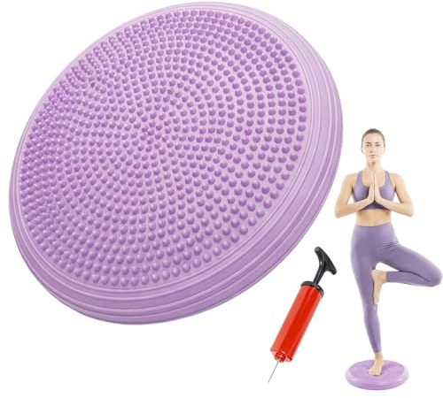 Ranjima Balansdyna med pump, balanskudde, diameter 33 cm, uppblåsbar bollsittkudde, ortopedisk balanskudde, för Core, koordination, fitness ryggträningskudde