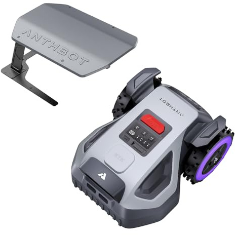 ANTHBOT Tondeuse Robot avec Garage à Abattant — 550 m², Système de Navigation RTK au Centimètre Près, Algorithme avancé d'évitement d'obstacles basé sur l'IA, NRTK, Batterie de 5000 mAh, Pente de 24°