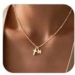Turandoss Kreuz Kette Gold Damen Mädchen - 14K Vergoldet Kette mit Buchstaben Anhänger für Halskette Christentum Schmuck Geburtstag Geschenke für Kinder Frauen Teenager Mädchen Freundin Mama