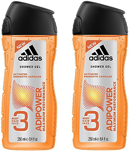 adidas adipower Duschgel für Herren 3-in-1 – Aktivierendes Shower Gel für Körper, Haare & Gesicht – pH-hautfreundlich – 2er Pack (2 x 250 ml)