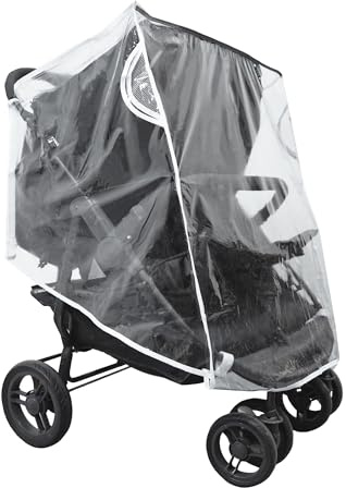 Double Stroller Rain Cover, Universal Waterproof Windproof Rain Shield for Side by Side Twin Baby Strollers, Outdoor Accessories for Jogger and Umbrella Strollers