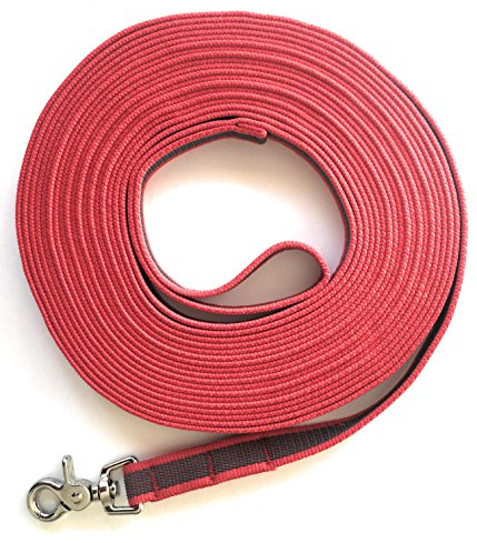 DOGS and MORE - Gummierte Schleppleine MIT oder OHNE Handschlaufe => 5 ODER Meter in Rot (10 Meter MIT Handschlaufe)