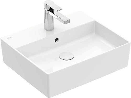 Villeroy & Boch Memento 2.0 Aufsatzwaschbecken, 500 x 420 mm, 1 Hahnloch, mit Überlauf, geschliffen, 4A075001, Farbe: weiß-alpin