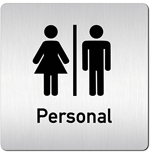 Türschilder24 XXL Schild - Türschild (B) • 125 x 125 mm • Personal WC Toilette • 1,5 mm Aluminium Vollmaterial • 100% Made in Germany (Personal + Piktogramm)