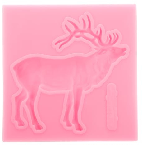 BESTONZON Weihnachten Hirsch Elk Silikon Backform Seife Schokolade Süßigkeiten Fondant Mold Küche Backen Werkzeug (Rosa)