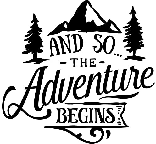Samunshi® The Adventure Begins Schriftzug Aufkleber Sticker Autoaufkleber Scheibenaufkleber Motorradaufkleber