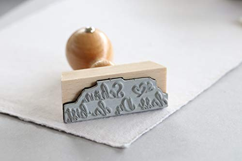 Stempel Hochzeit Schön, dass Du da bist Doppelherz mit Holzgriff/ca. 5x1,7cm / Gastgeschenk