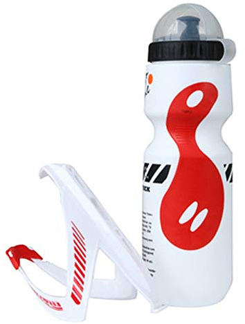 JOMAE-Shop 650 ml Mountainbike-Wasserflasche, tragbare Fahrradflasche mit Halterung, Outdoor-Sport, Radfahren, Wandern, Kettle, Fahrradzubehör für Training, Reisen, Camping, weiß