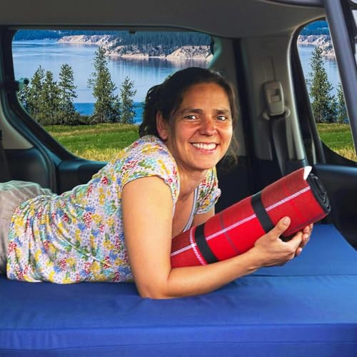 Camporan – Faltbare Matratze für kleine Camper-Vans, kompatibel mit verschiedenen Fahrzeugmodellen, hohe Dichte für festen Liegekomfort, dunkelblau, abnehmbarer und waschbarer Bezug