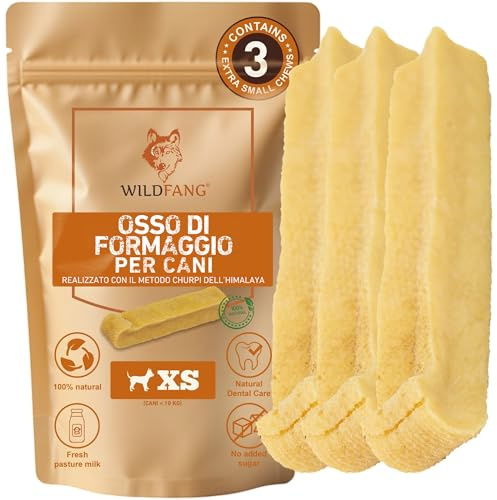 Wildfang Yak tuggpinne hund – naturlig tuggost från Himalaya – tuggkul för alla hundstorlekar och valpar – ostben för hundar – tuggben för tandvård – ostben – 3-pack – storlek XS: 18–24 g