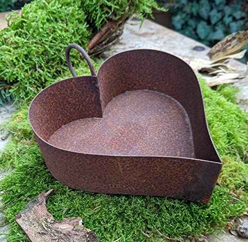 Herz, 15 cm aus Metall in Edelrost Hochzeit Trauer Grab Garten Deko Rost Muttertag Valentinstag Weihnachten Advent