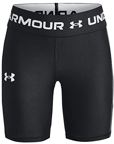 Under Armour Girls' HeatGear Bike Short, (001) Black / / White, Youth X-Large