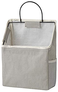 Porte Revues Mural Métal, Porte-journaux Range Magazine Panier à Journaux, Pliable Sac De Rangement Suspendu Avec Poignée Pour Jouets, Maquillage, Petites Affaires, Clés, Papier Toilette (Gris Clair)