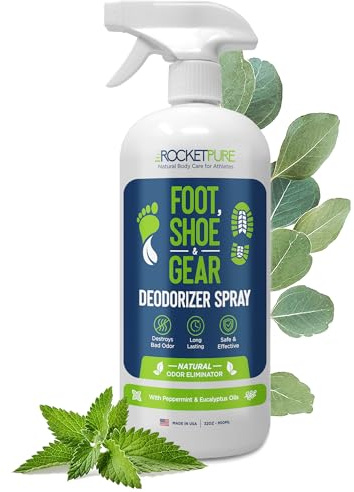Rocket Pure Natural Foot and Shoe Deodorizer Spray, Deodorant and Odor Eliminator for Smelly Feet, Smell Remover, Formulated with Essential Oils, Made in the USA, Mint, 32 fl oz (Pack of 1)
