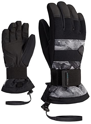 Ziener Manu Guanti da Snowboard/Sport Invernali, Impermeabili, Traspiranti, con Protezione, Stampa Grigio, L Unisex-Bambini e Ragazzi