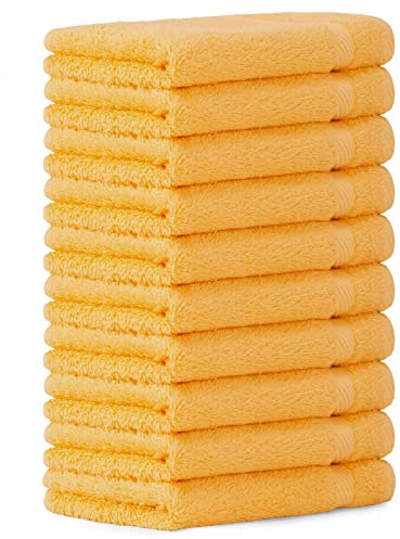 Luckytowel 10er Set Gästehandtücher 30x50 cm 100% Baumwolle, 600g/m² Oeko-Tex Gästetuch-Set 10er Pack Gelb