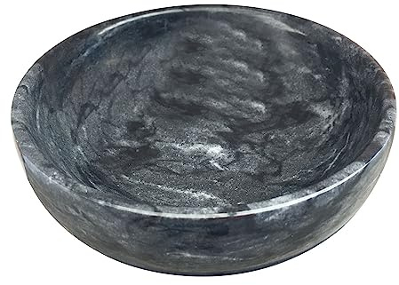 Daszui Cuencos decorativos de mármol natural negro para decoración del hogar, cuenco decorativo tallado a mano de 4.72 pulgadas, cuenco para llaves, uso ritual, quemador de incienso, cuenco para
