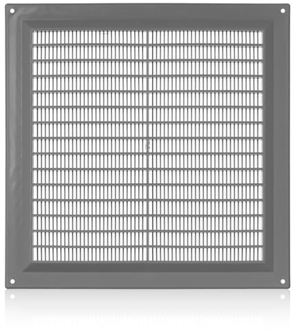 250x250mm Rejilla de Ventilación de Plástico ABS Grigia con Mosquitera - Rejillas de Ventilación Rectangulares