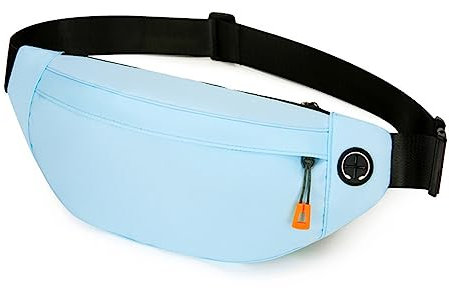 Hixingo Stylisch Bauchtasche für Damen und Herren, Hüfttasche Verstellbare Sport Groß Gürteltasche mit Reißverschluss für Outdoor Laufen Wandern Radfahren Gehen (36x13x8cm,Blau)