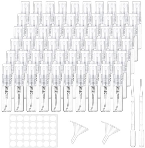 Voarge Reise Spray Flaschen Parfümspender Mini Spray Flasche, für Parfüm, Körperpflege Flüssigkeit, Kosmetik (60 Stücke, 3 ml)