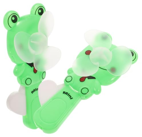 LIFKOME 2pcs Mini Handheld Fan Cute Cartoon Frog Shape Portable Hand Pressure Fan Personal Air Cooler for Students Summer Use (Green)
