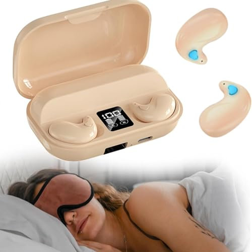 Xmenha Écouteurs Bluetooth de Sommeil pour Les dormeurs latéraux Casque sans Fil Intra-Auriculaires Bluetooth 5.3 à Réduction de Bruit HiFi Stéreo avec Microphone Nude