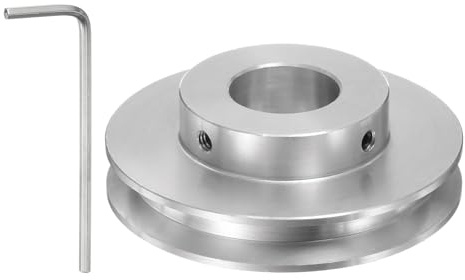sourcing map Einzelrillen Riemenscheibe Keilriemenscheibe 17mm feste Bohrung 60mm Außendurchmesser Aluminiumlegierung mit Sechskantschlüssel für Bohrmaschine 6mm PU-Rundriemen