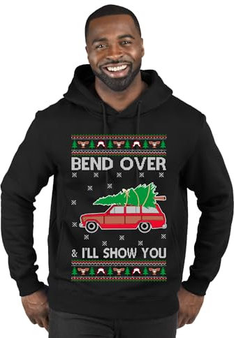 Wild Bobby Where Do You Think You're Gonna Put a Tree that Big Ugly Christmas Sweater Unisex Crewneck Sweatshirt, Hoodie-black-bend Over, 3XL
