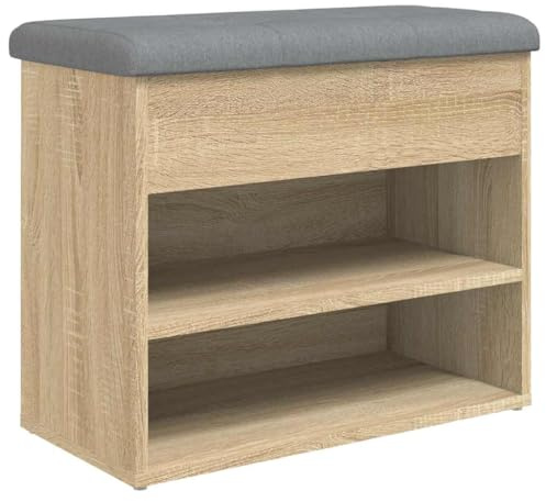 vidaXL Banco Zapatero, Asiento con Almacenaje, Mueble para Zapatos Juguetes Calzado, Banco para Salón Pasillo, Madera de Ingeniería Roble Sonoma