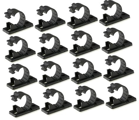DOITOOL 25 Stück Kabelklemmen aus Nylon mit Selbstklebender Schicht zur Kabelfixierung Glatten Oberflächen für Netzwerk und Lautsprecherkabel in Schwarz