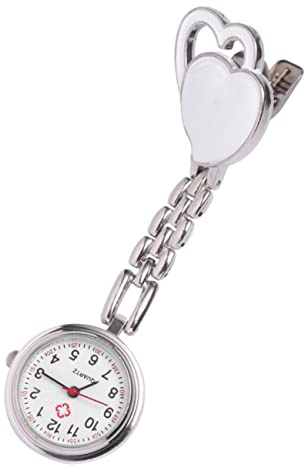 Holibanna Weiße Herzförmige Taschenuhr Krankenschwester aus Zinklegierung Kreative Hängeuhr zum Dekorieren und Praktischen Einsatz im Pflegealltag