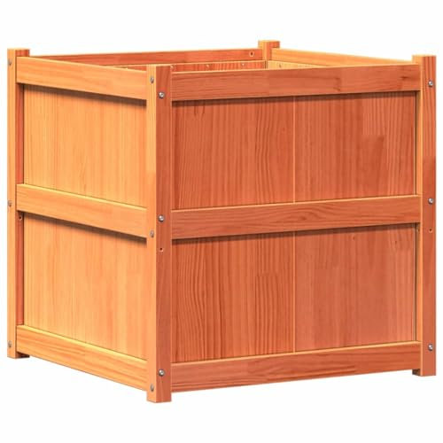 Makastle Pot de Fleurs en Bois - Jardinière surélevée - Jardinière pour la Maison et Le Jardin - Marron Cire - 70 x 70 x 70 cm - Bois de pin Massif