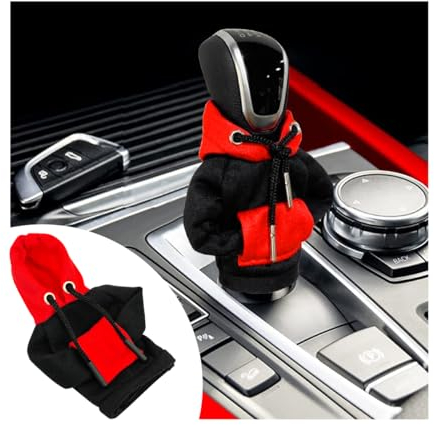 CGEAMDY 2 Pieces Car Gear Knob Cover, Gear Knob Hoodie, Shifter Hoodie Car Shift Knob Hoodie for Car Shifter Automotive Interior, Gear Lever Decoration Accessories Decorative(Black+Red)
