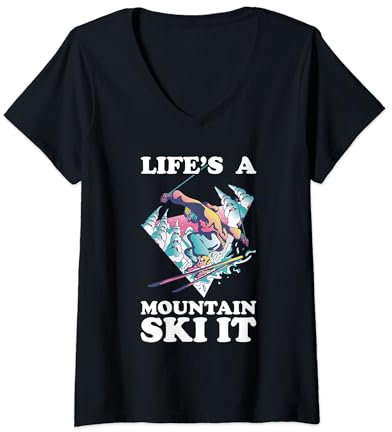 Damen Skiausrüstung Skiausrüstung Skizubehör Skisport T-Shirt mit V-Ausschnitt