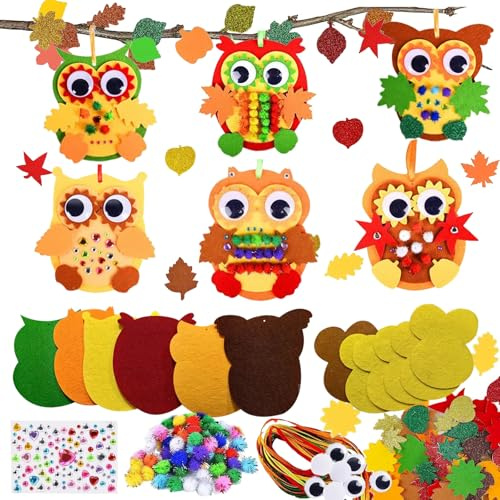 MaibaoteMbt Filz Bastelset für Herbst Deko, 6 Piezas Kreativsets, DIY Fensterbilder Bastelset, Tier Bastelsets für Kinder