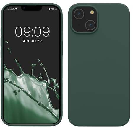 kwmobile Handyhülle für iPhone 14 Hülle, für iPhone 14 Case - Hülle Silikon - kabelloses Laden - Moosgrün