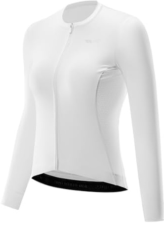 ROCKBROS TVI cykeltröja dam lång ärm, cykelkläder sport toppar racercykel kläder skjortor andas cycling jersey mountainbike kvinnor skjortor snabbtorkande tyg, Vit, L