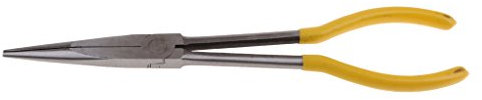 Professional Quality 11 Inch Bent Needle Nose Pliers- Long Reach, Comfort Grip Handle, Heat Treated Forged Stainless Steel- for Precision Work and Tight - 0 degree