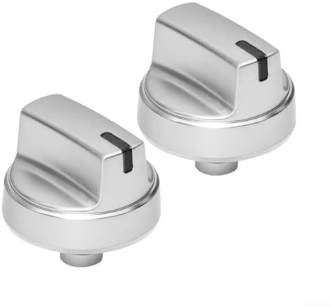 Zilimontt Eleganter 2 x Gasherdknopf, 6 mm Herd-Ersatzknöpfe, Metallschalter, Steuerung, Herd-Adapter, Knöpfe für Küche, Herd, Ersatzknöpfe