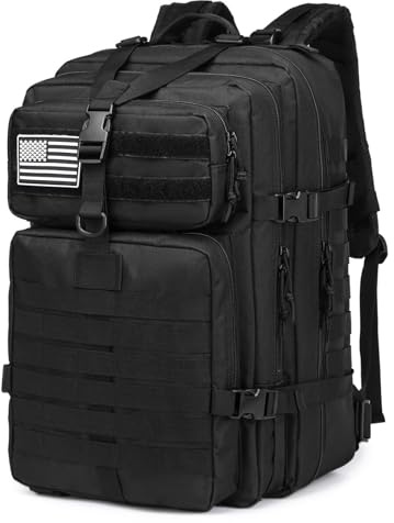 45-Liter-Rucksack für Herren; Militärrucksack; taktischer Outdoor-Rucksack; wasserdichter Survival-Militär-Taktikrucksack zum Wandern; Rucksack der deutschen Bundeswehr zum Camping; Angeln.(Schwarz) | Wasserdichter Survival Militär Taktikrucksack zum Wandern Rucksack der deutschen Bundeswehr zum Camping.(Schwarz)