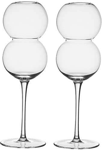 COLLBATH 2pièces Verres à Vin Transparents Coupes à Liqueur Sur Pied Verre à Vin Domestique Tasse Moderne Pour Cocktails Eau Gazeuse Jus De Fruits