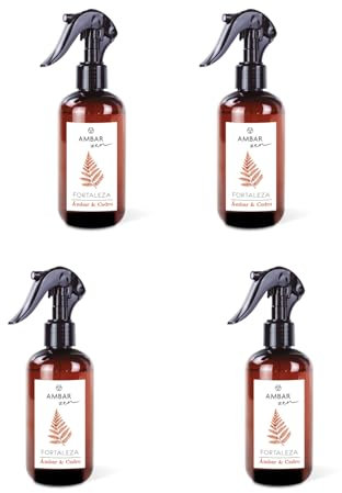 Ambar Activación Ámbar y Cedro – Pack de 4 Ambientadores en Spray (4x225ml) – Fragancia Duradera, Elimina Malos Olores y Aporta un Ambiente Cálido y Acogedor – Total 900ml