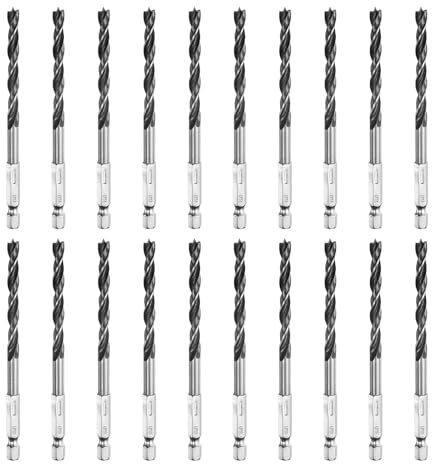 sourcing map Juego de 20 brocas helicoidales de acero de alto carbono de 1/4 pulgadas de diámetro con vástago hexagonal de 1/4 pulgadas para taladrar madera blanda, madera dura, madera compuesta,