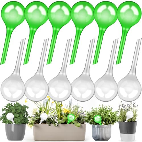 ITMNMNL 12 Stück Bewässerungskugeln für Pflanzen,Bewässerungskugel,Pflanzenbewässerer,Wasserspeicher für Pflanzen,Pflanzen Bewässerung Selbstbewässerung für Drinnen und Draußen - Weiß und Grün